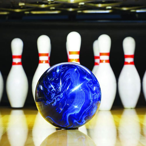 bowling ball and pins